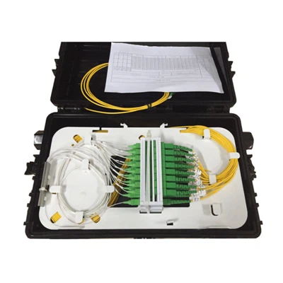 Fechamento de emenda em linha de 96 fibras 1In-2Out, vedação termorretrátil, montagem em parede/poste, IP68